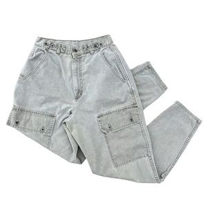 Vintage Cargo Military Style High Waist Taper Leg Olive Khaki Carpenter Pants